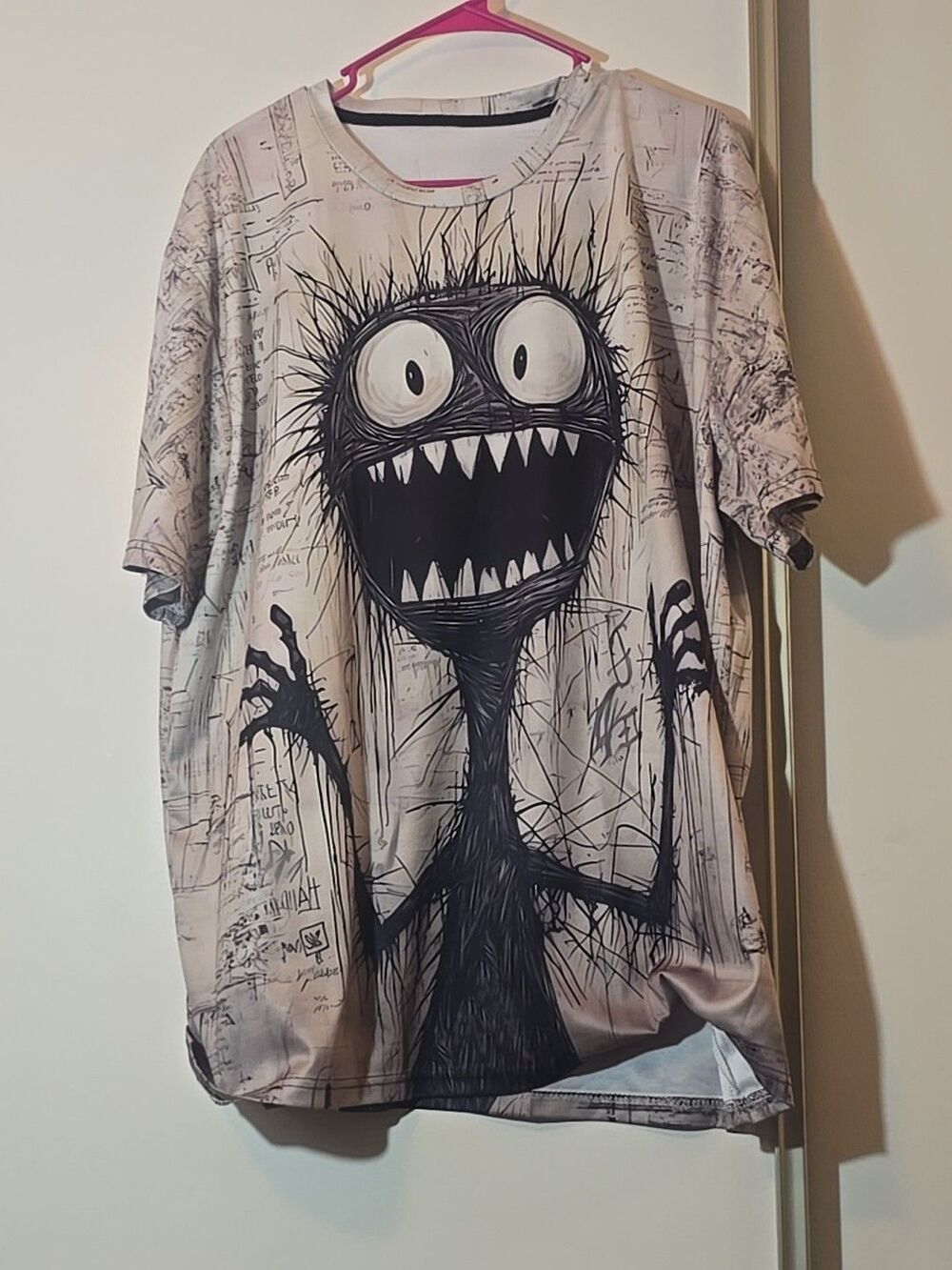 Anime Monster In Panic Pattern Men's Novelty Short Sleeve Crew Neck T-shirt 3xl